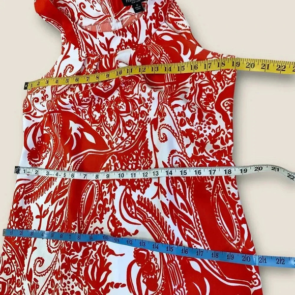 Perceptions New York Paisley Sleeveless Shift Tank Dress Stretchy Size 12 Coral - Picture 12 of 14